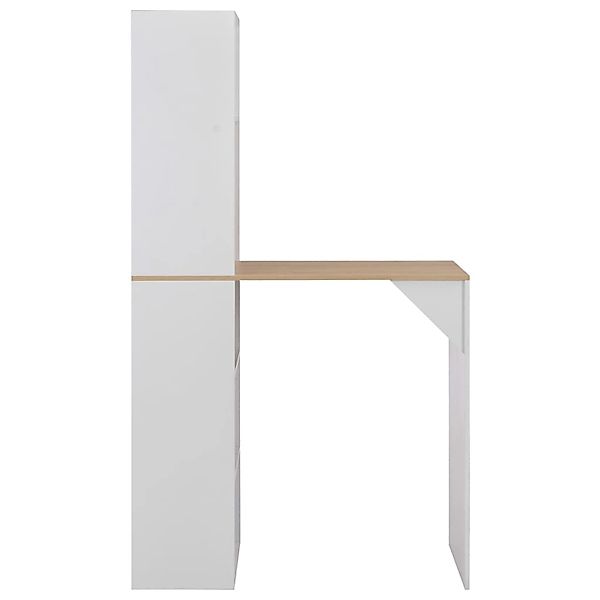 vidaXL Bartisch mit Schrank Weiß 115x59x200 cm mit Natur-Tischplatte günstig online kaufen