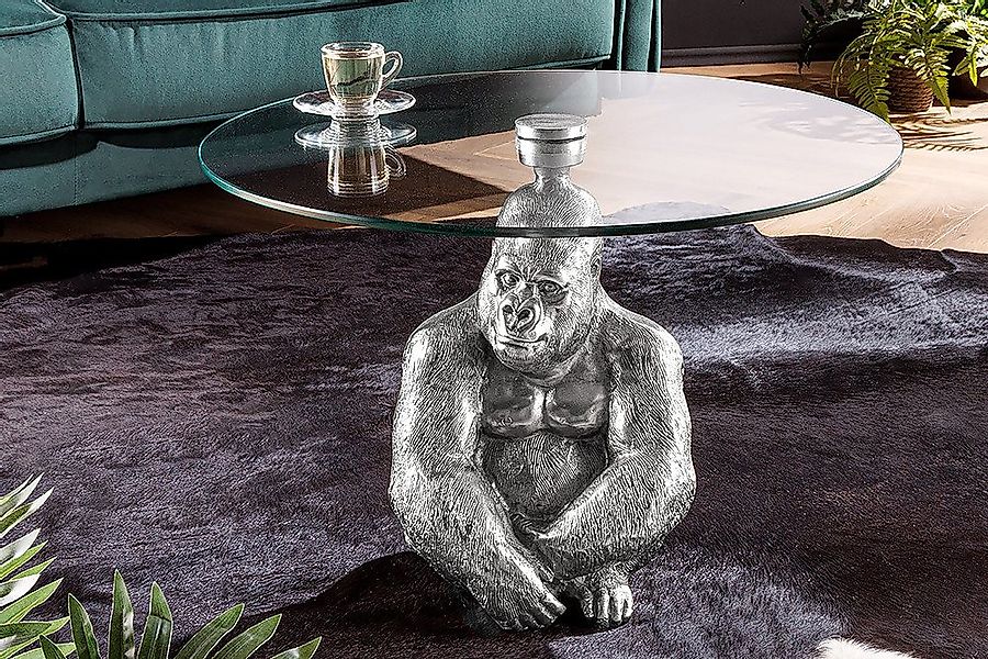 riess-ambiente Couchtisch WILDLIFE KONG 60cm silber / transparent (Einzelar günstig online kaufen