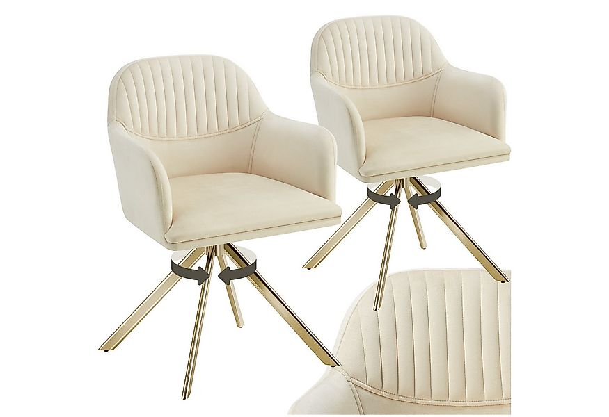 tectake Esszimmerstuhl Samt-Drehstuhl Lona mit dicker Polsterung (Set, 2 St günstig online kaufen