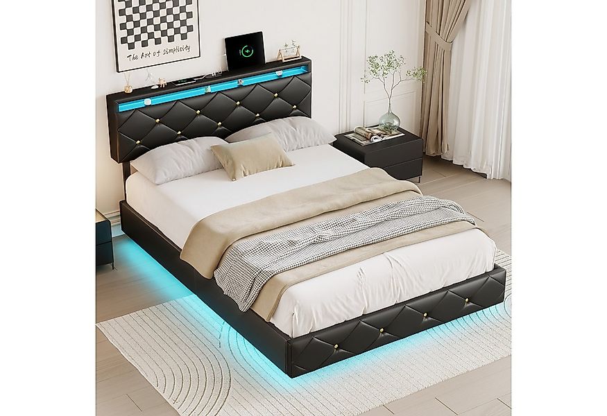 Gdood Polsterbett LED Stauraumbett Jugendbett, PU stoff (1-tlg., Schwebende günstig online kaufen