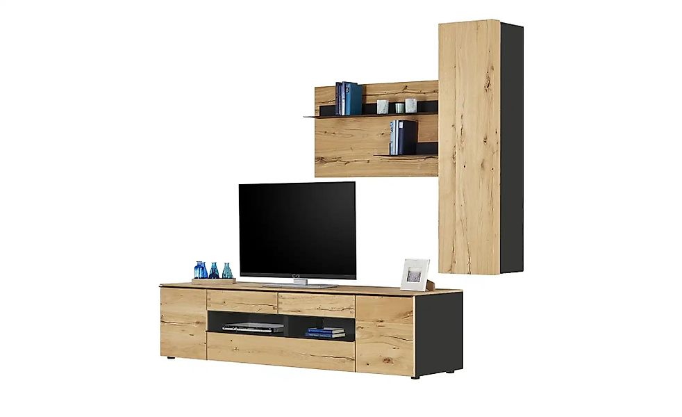 Wohnwand  Light Line 6 ¦ holzfarben ¦ Maße (cm): B: 267 H: 195 T: 55.0 Komm günstig online kaufen