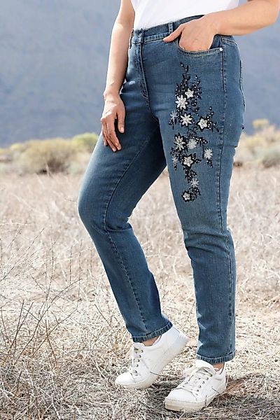 MIAMODA Regular-fit-Jeans Jeans Straight Fit Stickerei 5-Pocket günstig online kaufen