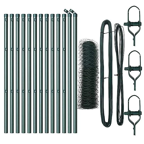 vidaXL Zaunpfosten Grün 25 x 0,8 m 50 mm Mesh Stahl und PVC 3352671 günstig online kaufen