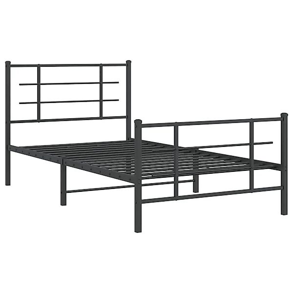 vidaXL Bettgestell mit Kopf- und Fußteil Metall Schwarz 100x200 cm 355574 günstig online kaufen