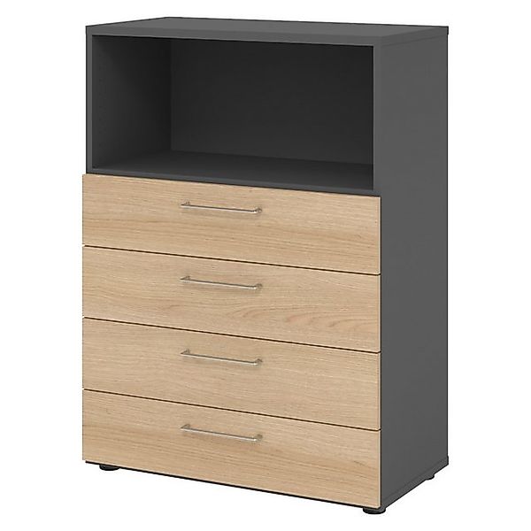 bümö Aktenschrank smart Schubladen Kombi - 4 Schübe Dekor: Graphit/Eiche günstig online kaufen