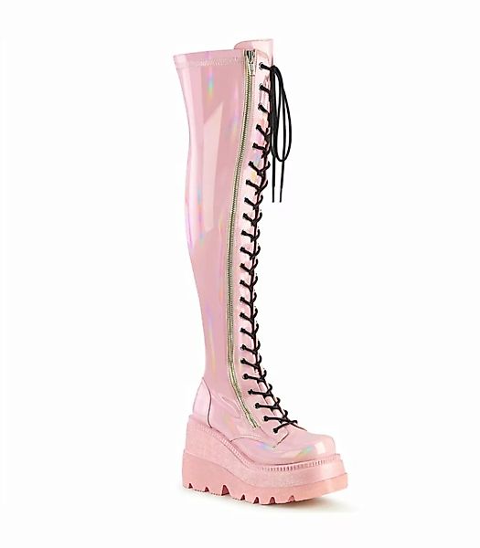 SHAKER-374 Overknee Stiefel - Pink lack | Demonia (Schuhgröße: EUR 37) günstig online kaufen