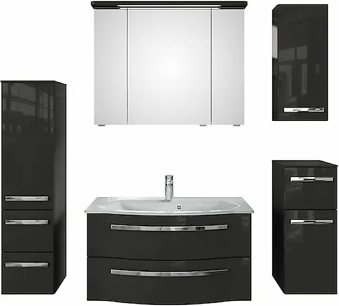 Saphir Badmöbel-Set »Serie 4005, vormontiert, Glaswaschbecken, Spiegelschra günstig online kaufen