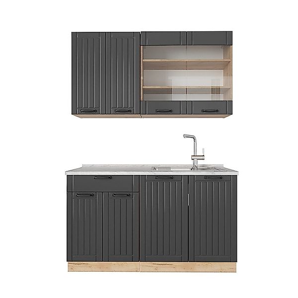 Vicco Küchenzeile Fame-Line, Dunkelgrau/Goldkraft Eiche, 140 günstig online kaufen