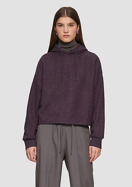 QS Langarmshirt Sweatshirt Hoodie mit Rippstruktur günstig online kaufen