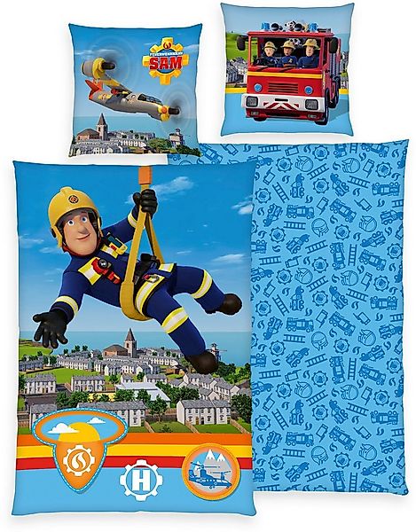Feuerwehrmann Sam Bettwäsche Feuerwehrmann Sam, Renforcé, 2 teilig, mit col günstig online kaufen