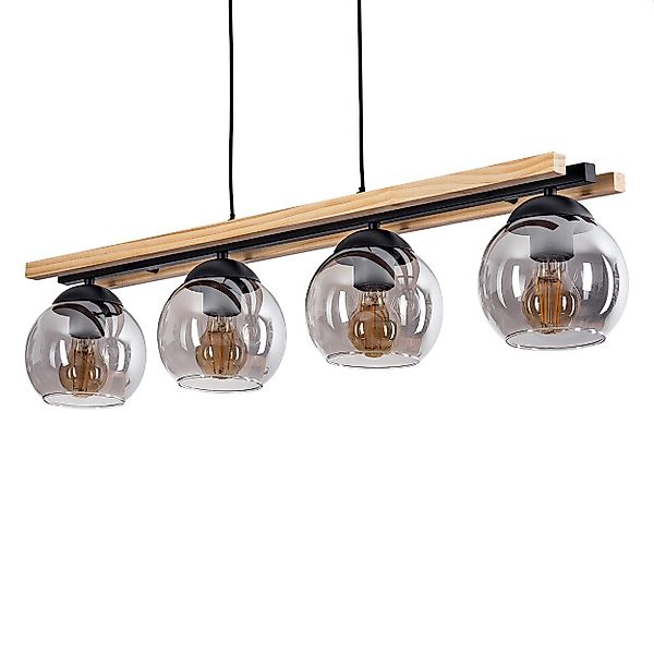 hofstein Pendelleuchte Hängelampe aus Metall/Holz/Glas in günstig online kaufen