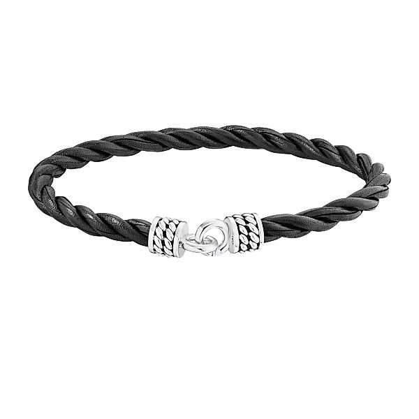 CAÏ Armband "925/- Sterling Silber rhodiniert Lederband 19cm" günstig online kaufen