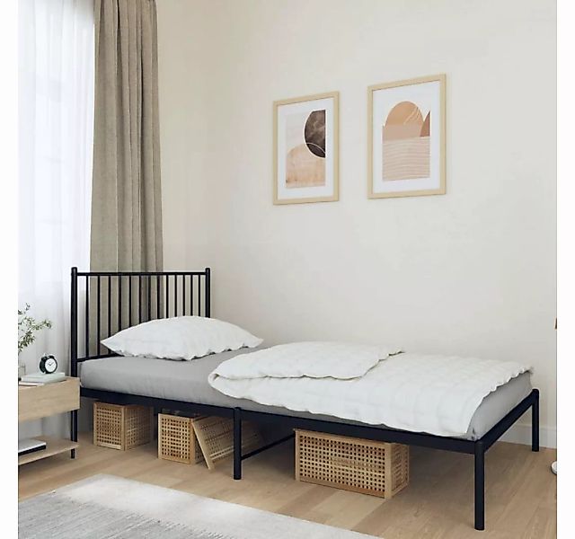 furnicato Bett Bettgestell mit Kopfteil Metall Schwarz 100x190 cm günstig online kaufen