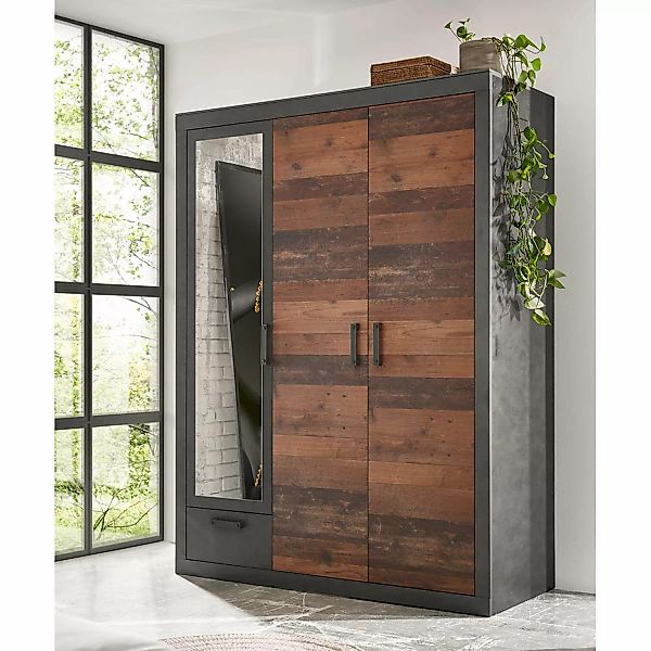 Lomadox Kleiderschrank BERLIN-S-61 Old Mix Dekor 150x201x60 cm günstig online kaufen