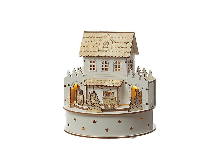 MARELIDA Weihnachtshaus LED Weihnachtsszene mit Musik/fahrendem Zug Weihnac günstig online kaufen
