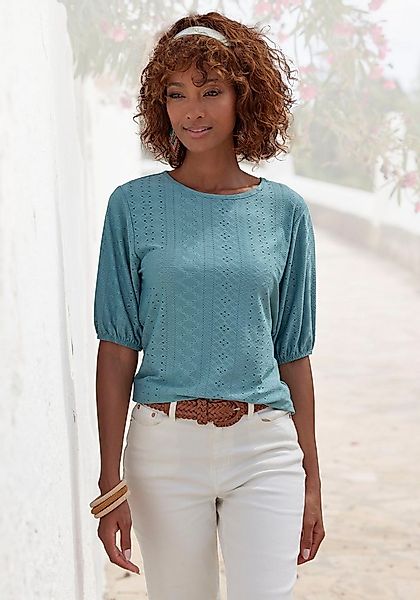 Vivance Kurzarmshirt "mit Lochstickerei", aus pflegeleichter Qualität günstig online kaufen