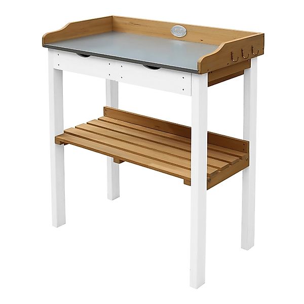 Axi Pflanztisch mit 2 Schubladen Braun Weiß 76 cm x 37 cm 92 cm günstig online kaufen