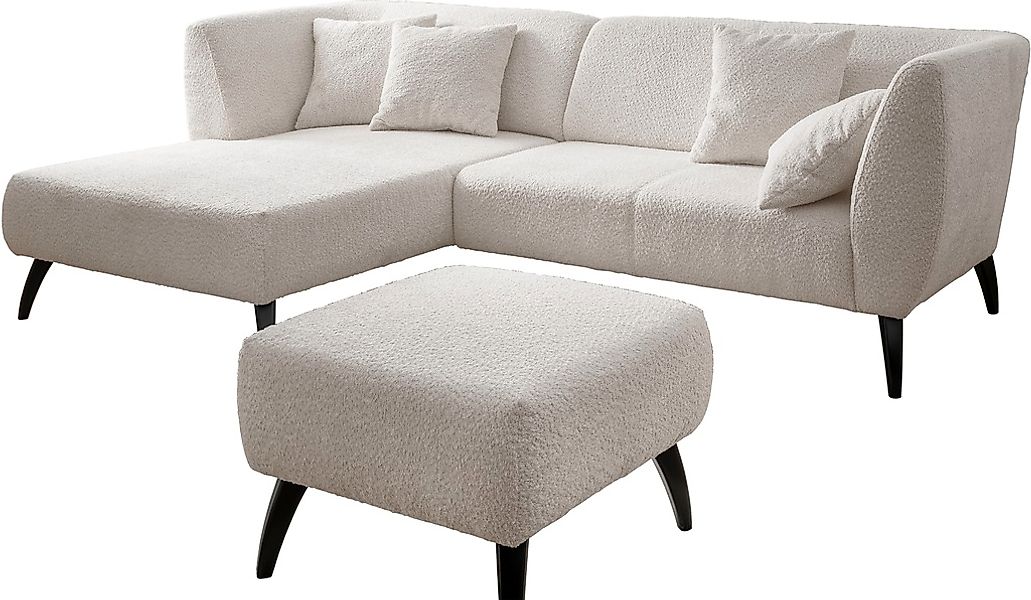 INOSIGN Ecksofa »Colori L-Form«, Holzfußfarbe wählbar, inkl. 4x Zierkissen günstig online kaufen