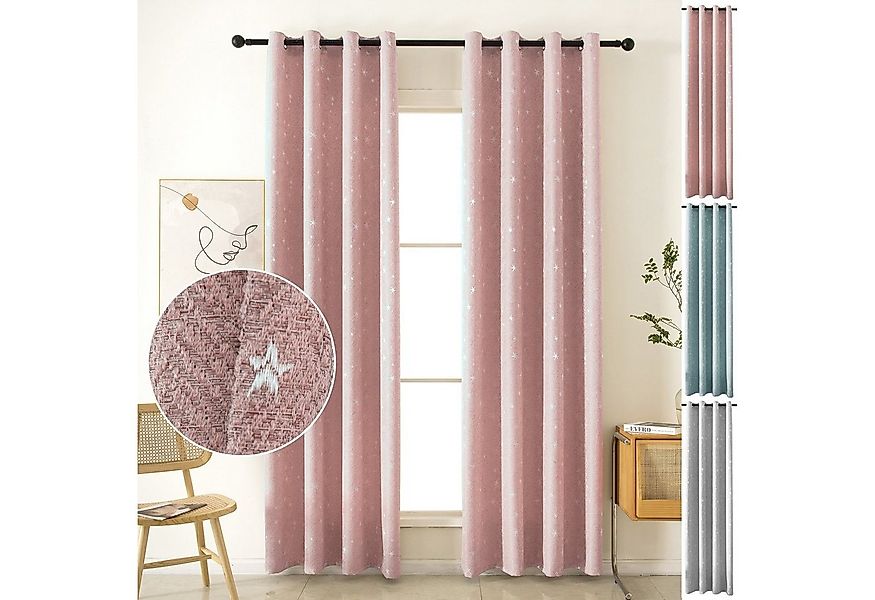 BTTO V&G Vorhang Gardine Sternen, Vorhang Ösen, Transparent/80 % Verdunkelu günstig online kaufen