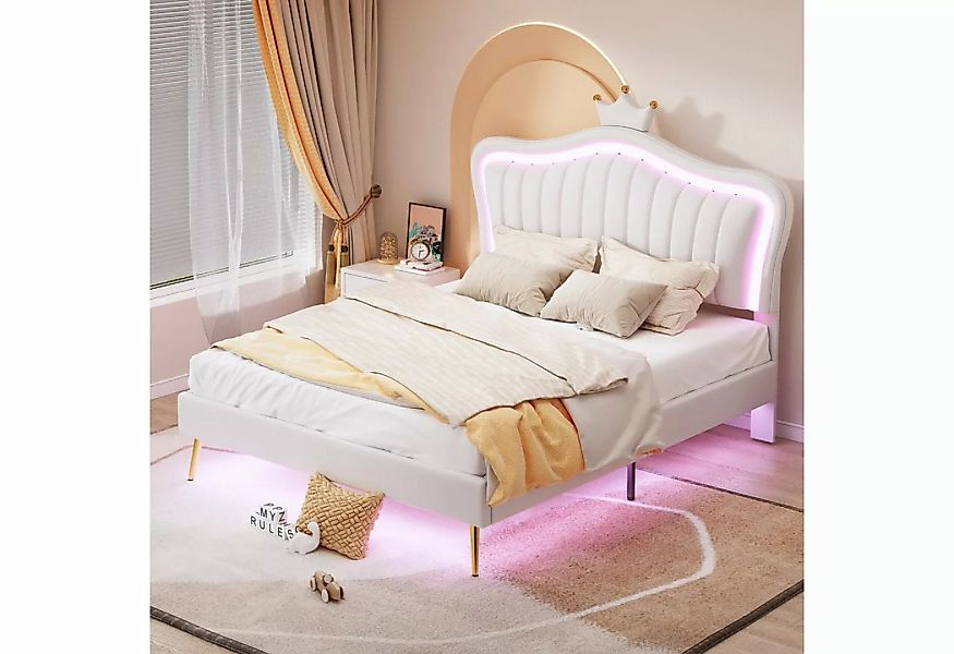 Celya Kinderbett Polsterbett 140x200cm Bettgestell für Mädchen, mit LED-Leu günstig online kaufen