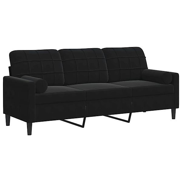 vidaXL 3-Sitzer-Sofa mit Zierkissen Schwarz 180 cm Samt 2150085 günstig online kaufen