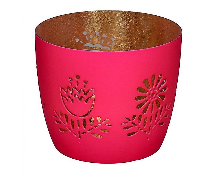 Giftcompany Kerzenhalter Windlicht Madras Blumen Hot Pink Gold günstig online kaufen