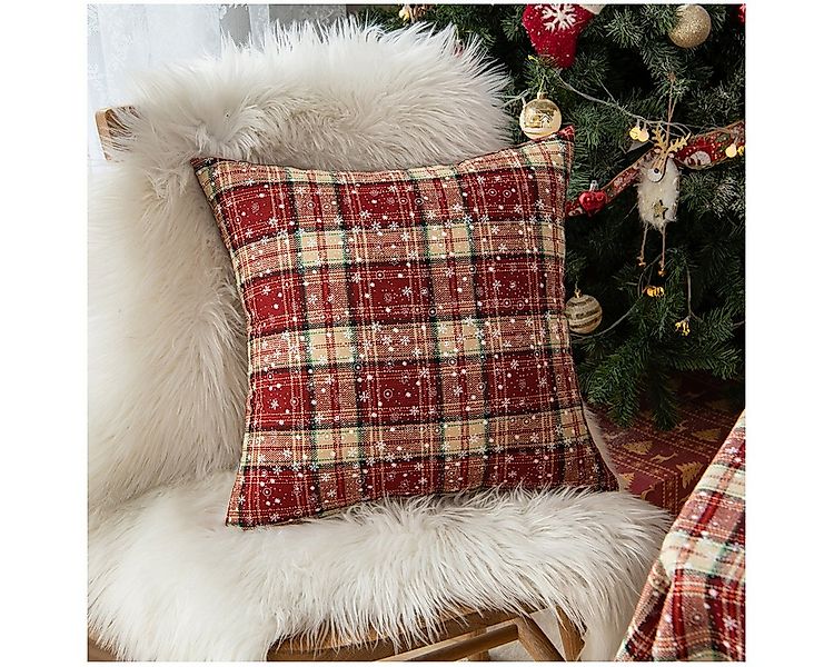 Qelus Kissenbezüge Kissenbezug Weihnachten Plaid Pillowcase 45x45cm Wohnzim günstig online kaufen