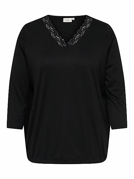 ONLY CARMAKOMA Langarmshirt "CARJULIA LACE V-NECK 3/4 TOP JRS" günstig online kaufen