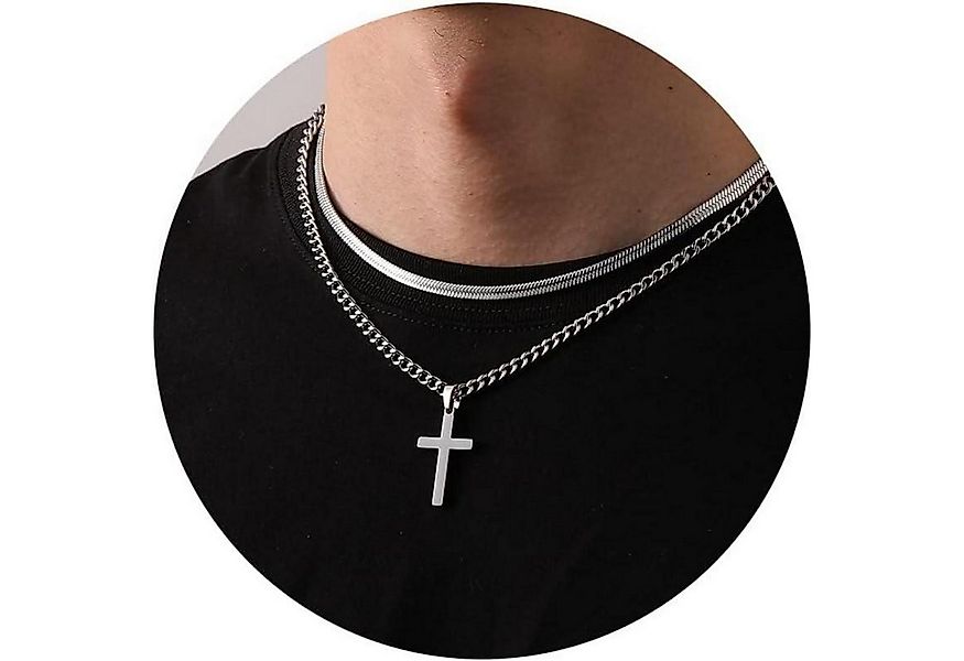 LuxusKollektion Kreuzkette Kreuzkette Herren Silber Gold Schwarz Halskette günstig online kaufen