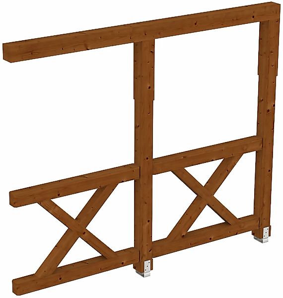 Skan Holz Seitenwand Andreaskreuz 255 x 210 cm Douglasie Nussbaum günstig online kaufen