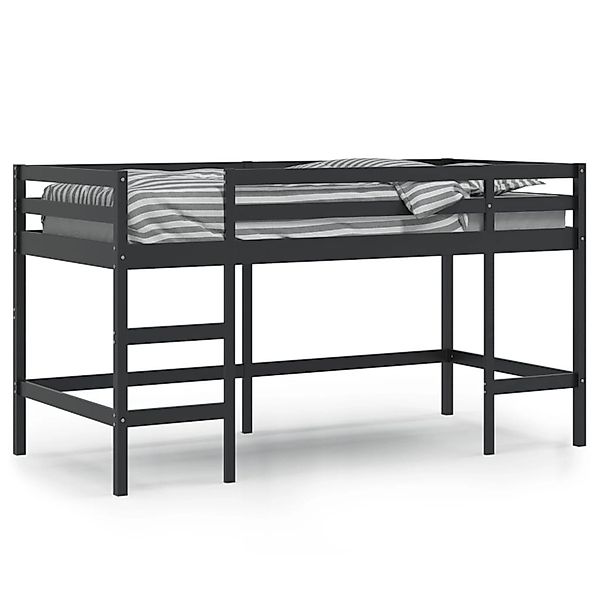 vidaXL Hochbett Kinderhochbett mit Leiter Schwarz 90x190 cm Massivholz Kief günstig online kaufen