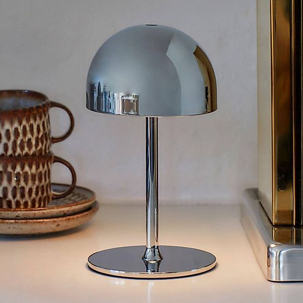 LED-Akku-Tischleuchte Tim, chromfarben, Höhe 22 cm, IP54 günstig online kaufen