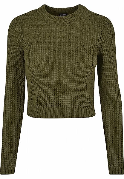 URBAN CLASSICS Fleecepullover "Urban Classics Damen Ladies Short Waffle Swe günstig online kaufen