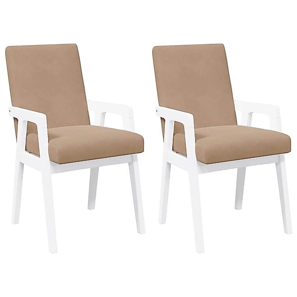 vidaXL Esszimmerstühle mit Kissen 2 Stk Weiß Massivholz Gummibaum 4102485 günstig online kaufen