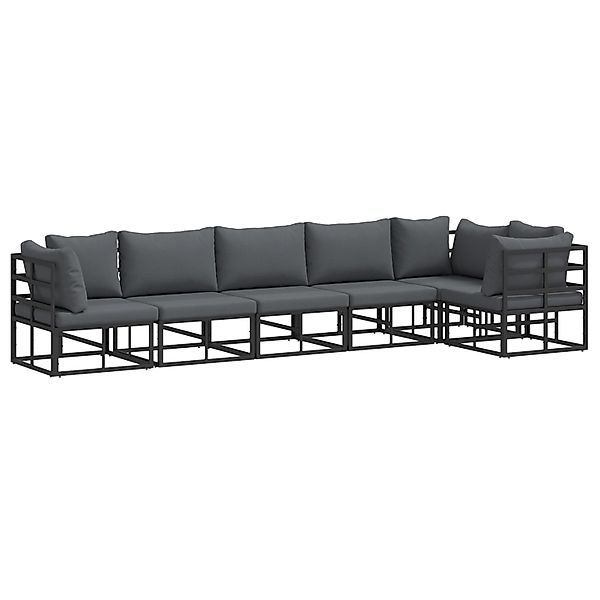 vidaXL Garten-Sofa-Set mit Kissen 6-Tlg Schwarz Aluminium 3378868 günstig online kaufen