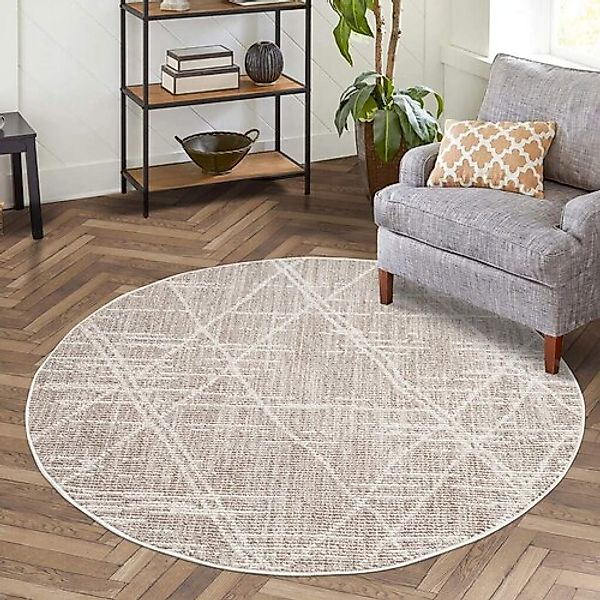Carpet City Teppich »CLASICO 9162«, rund, 11 mm Höhe, Kurzflor, Hochtief-Mu günstig online kaufen