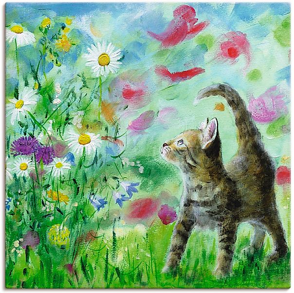 Artland Wandbild »Sommerwiese mit Kätzchen«, Haustiere, (1 St.), als Leinwa günstig online kaufen