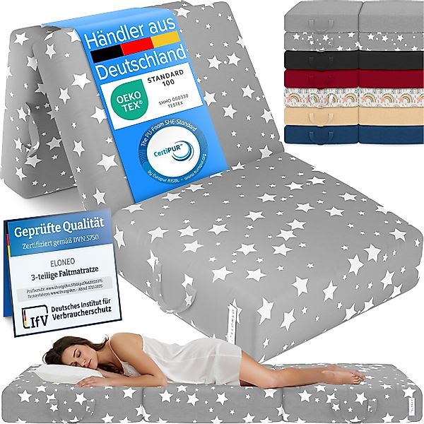 ELONEO Klappmatratze Gästematratze, 75x195x15 cm, Sterne Grau günstig online kaufen