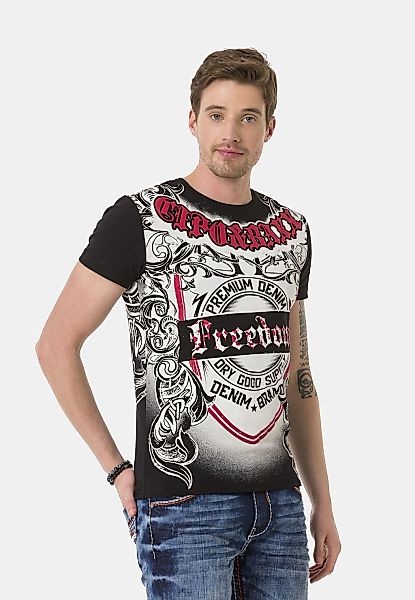 Cipo & Baxx T-Shirt "T-Shirt", große Tribal- und Markenprints setzen rockig günstig online kaufen