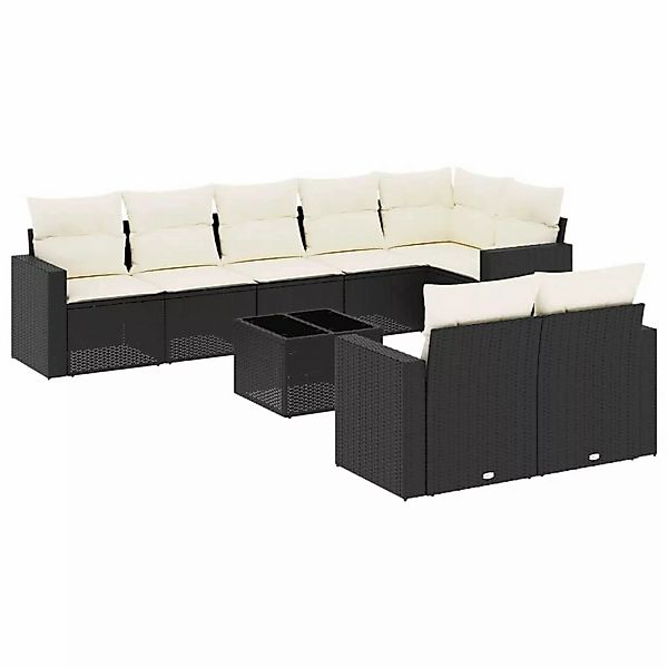 vidaXL 9-tlg Garten-Sofagarnitur mit Kissen Schwarz Poly Rattan Modell 24 günstig online kaufen