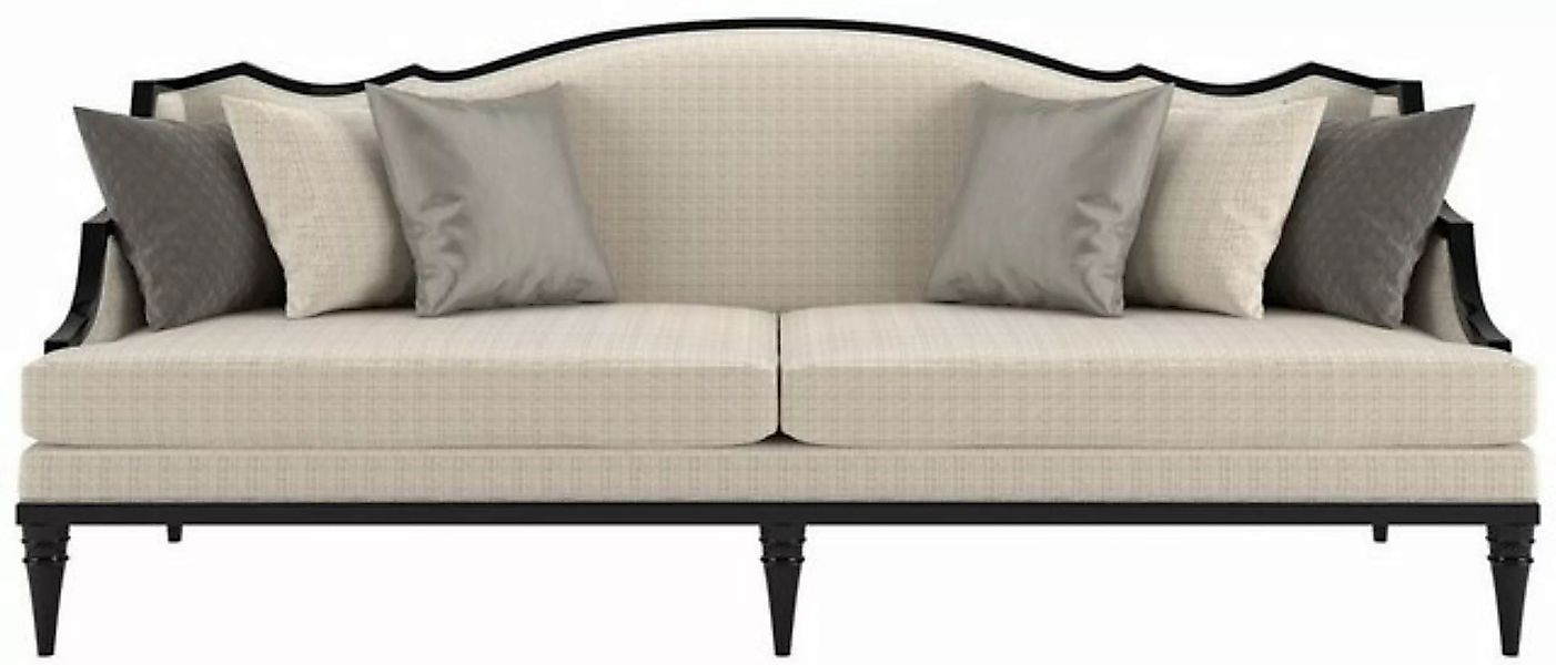 Casa Padrino Sofa Luxus Art Deco Wohnzimmer Sofa Beige / Schwarz 260 x 100 günstig online kaufen