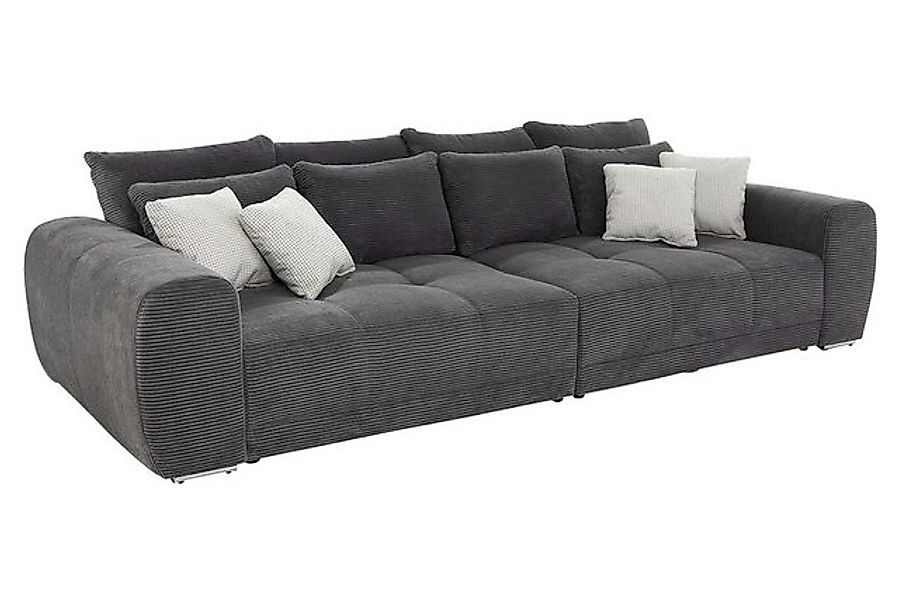 Bigsofa Schlafsofa Cord Grau Federkern ca. 306 x 134 cm günstig online kaufen