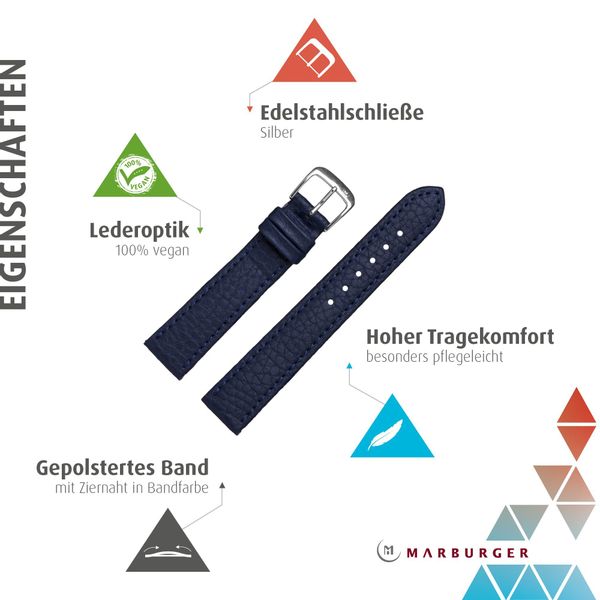 MARBURGER Uhrenarmband 20mm Kunststoff Vegan Blau günstig online kaufen