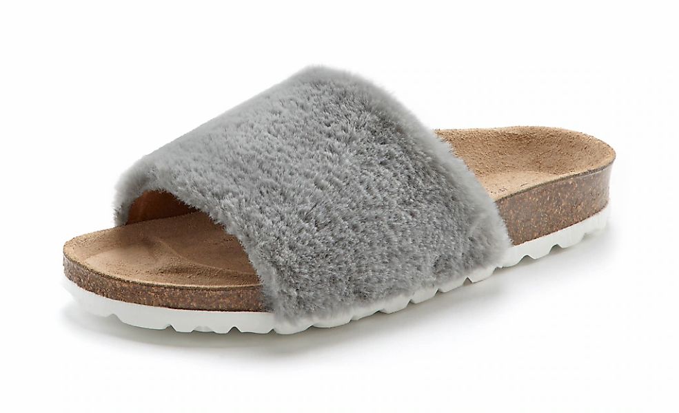 LASCANA Pantolette "Hausschuh,", Mule, Sandale, offener Schuh, Korkfußbett, günstig online kaufen