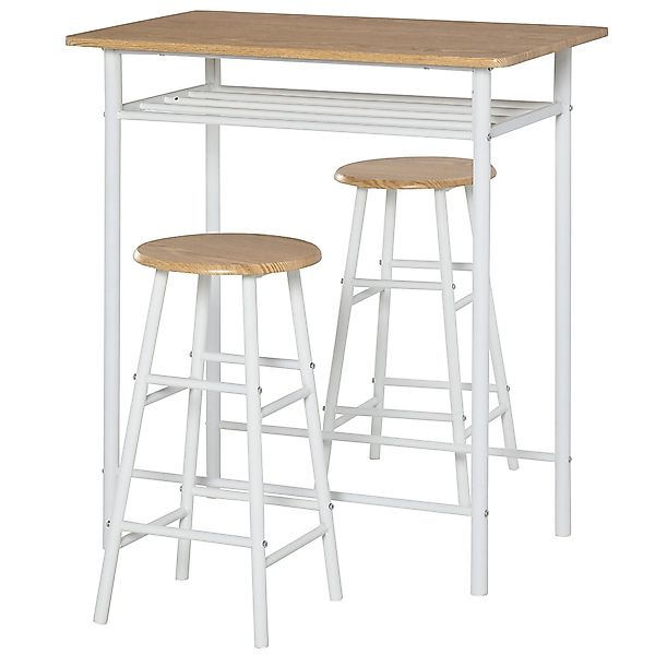 HOMCOM Bargruppe 3-teilig, mit Lagerregal, (Essgruppe, günstig online kaufen