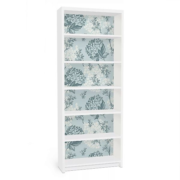 Möbelfolie für IKEA Billy Regal Hortensia pattern in blue günstig online kaufen