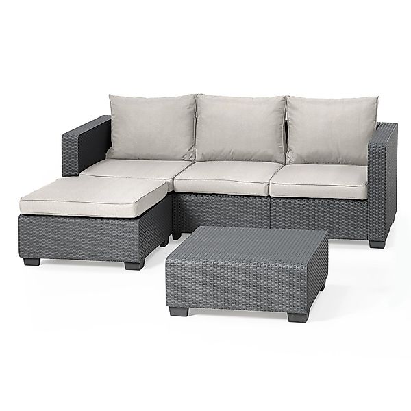 Allibert Salta 3-Sitzer Loungeset 3-teilig mit Hocker und Tisch günstig online kaufen