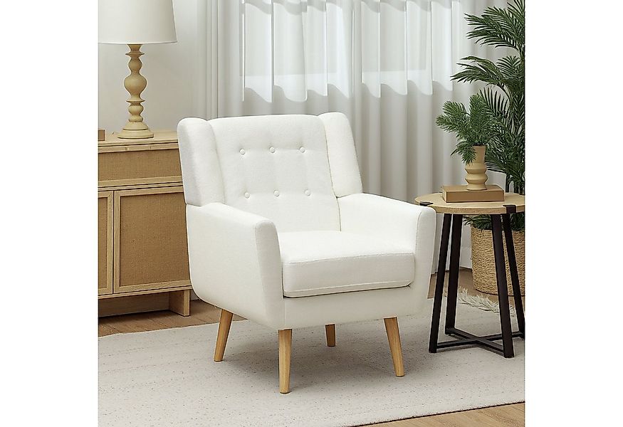 HOMCOM Relaxsessel Sessel Wohnzimmer mit Teddy-Fleece-Optik, Holzbeine (Gep günstig online kaufen