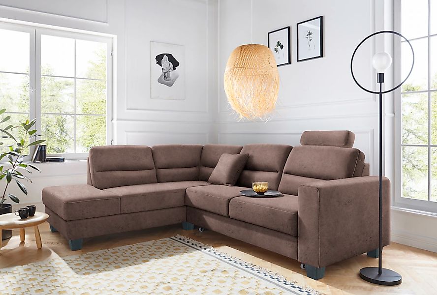 TRENDMANUFAKTUR Ecksofa "Chamber, L-Form", inklusive einer Kopfstütze, wahl günstig online kaufen