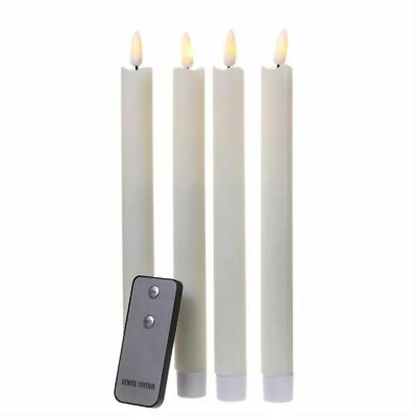 MARELIDA 4er Set LED Kerzen Flamme Echtwachs Stabkerzen mit Fernbedienung i günstig online kaufen